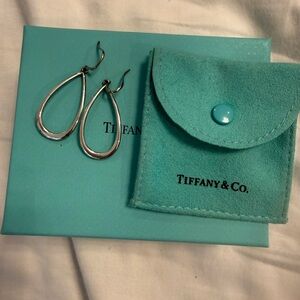 Tiffany & Co. Elegant Silver Open Teardrop Earrings